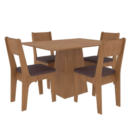 Conjunto MESA CAIRO E 4 CAD ATENAS FREIJO TEC MARROM