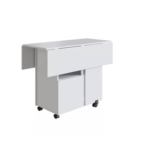 Armário Lateral com Mesa Dobrável Berlim Branco Nova Móbile