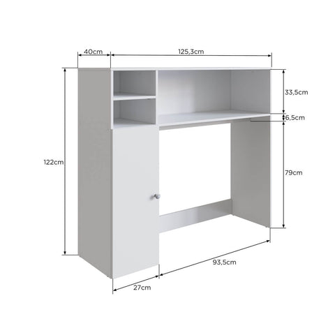 Armário Lateral com Mesa Dobrável Berlim Branco Nova Móbile