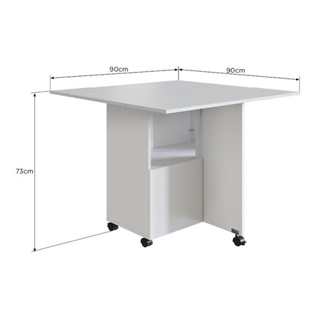 Armário Lateral com Mesa Dobrável Berlim Branco Nova Móbile