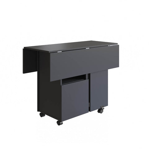 Armário Lateral com Mesa Dobrável Berlim Preto Nova Móbile