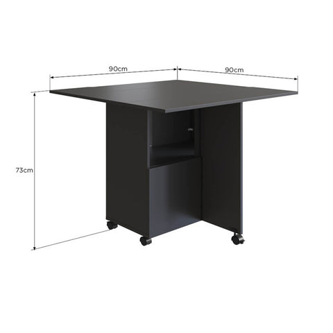 Armário Lateral com Mesa Dobrável Berlim Preto Nova Móbile