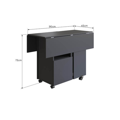 Armário Lateral com Mesa Dobrável Berlim Preto Nova Móbile