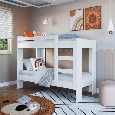 Cama Beliche 100% MDF com Pintura UV Branco Acetinado B63 Nova Móbile