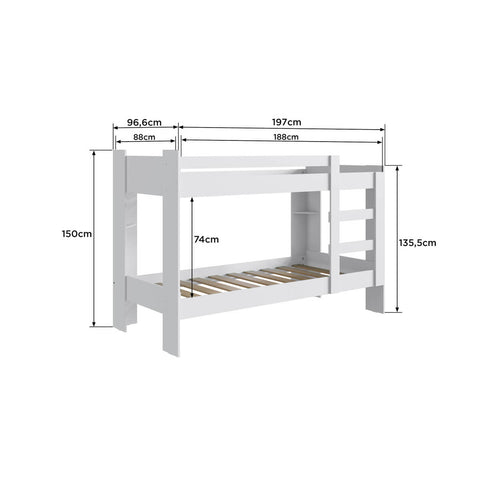 Cama Beliche 100% MDF com Pintura UV Branco Acetinado B63 Nova Móbile