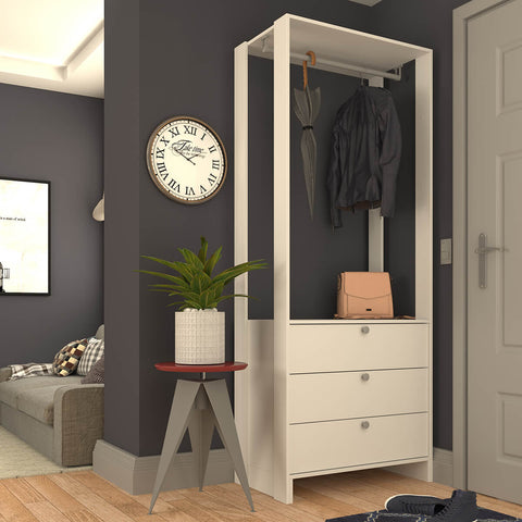 Closet com 1 cabideiro e 3 Gavetas Yes Nova Mobile Branco