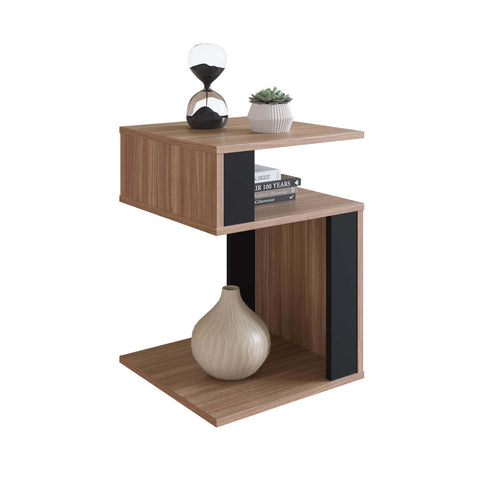 Mesa de canto Lateral para apoio com nichos Nova Móbile Montana Preto
