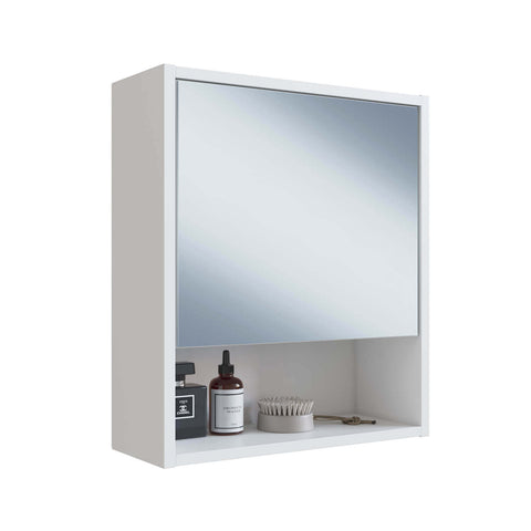 Armário para Banheiro com Porta e Espelho Slim Nova Móbile Branco