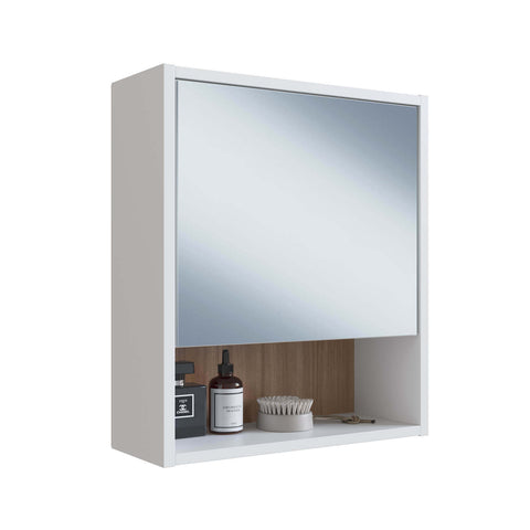 Armário para Banheiro com Porta e Espelho Slim Nova Móbile Branco Montana
