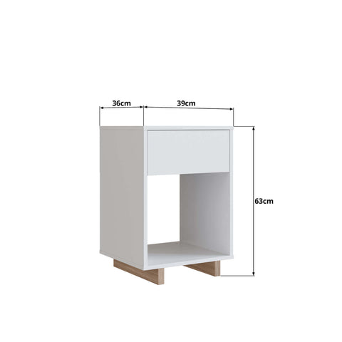 Mesa de cabeceira e lateral com 1 gaveta Nomad Nova Móbile Branco Montana