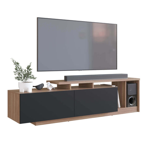 Rack Linea com 2 portas e Nichos para Televisor 50 polegadas Nova Móbile Montana Preto
