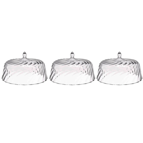 Kit 3 Cúpulas de Plástico 25cm Transparente para Bolos Tortas Doces Pratos Glassy Crippa