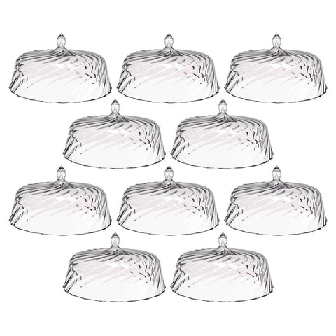 Kit 8 Cúpulas para Bolo de Plástico 30cm Transparente Tortas Doces Confeitaria Hotel Crippa