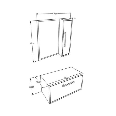 Armario Gabinete Suspenso Espelheira Alice Mel Grafite 80cm para Banheiro Com 1 Porta Sem Cuba