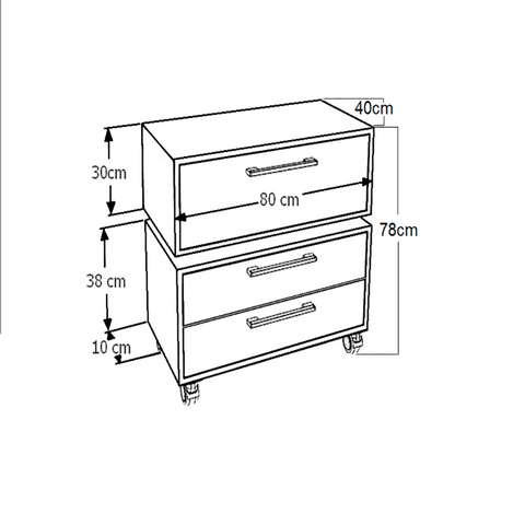 Gabinete Suspenso 80cm Alice Grafite com Balcão e 2 Gavetas Com 1 Basculante Para Banheiro Sem Cuba