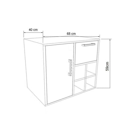 Gabinete Suspenso 68cm Eduarda Mel Grafite 1 Porta 1 Gaveta E Nicho Aberto De Banheiro Sem Cuba