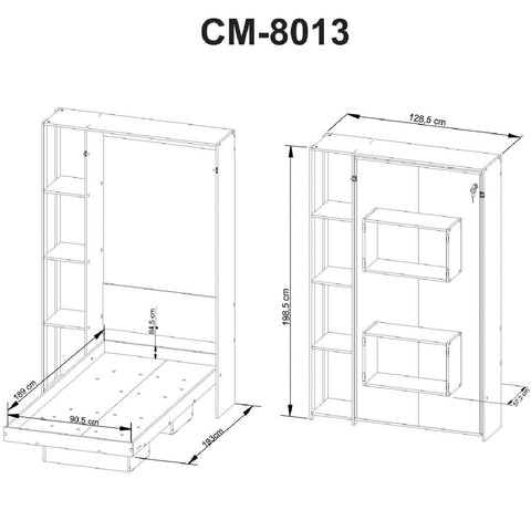 Cama Articulada de Solteiro com 4 Prateleiras e 2 Nichos CM8013 Amêndoa Tecnomobili