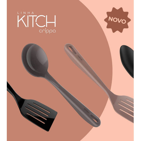 Conjunto 48 Espátulas Culinárias Nylon Lanchonete Restaurante Pretas Kitch Crippa