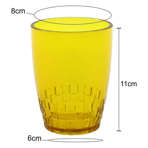 Conjunto 6 Copos Crippa 300ml Plástico Amarelo Água Suco Refrigerante Escolar Lanche