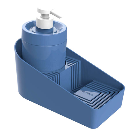 Dispenser Porta Detergente com Suporte para Sabão e Esponja Azul Flat Crippa Pia Cozinha