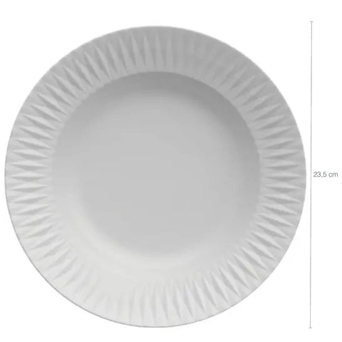 Kit 6 Pratos Fundos de Jantar 23cm Porcelana Branco Germer Diamante Mesa Posta