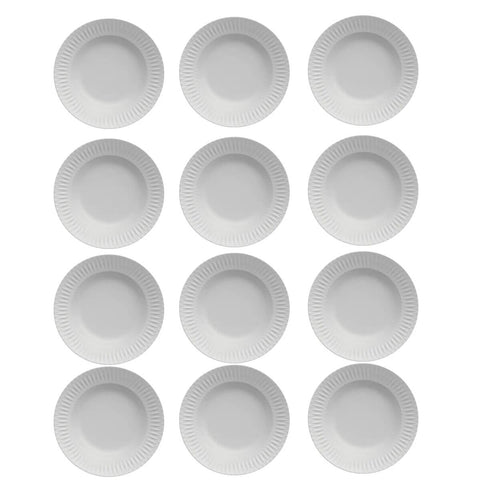 Jogo 12 Pratos Fundos em Porcelana Diamante Germer 23cm Branco Mesa Posta Restaurante