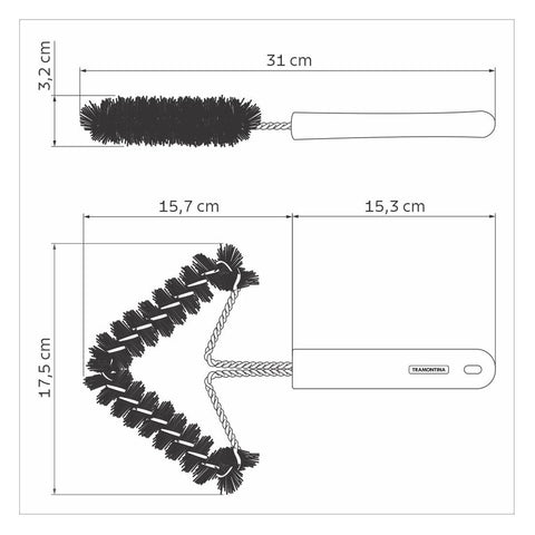 Escova para Grelha Tramontina Churrasco em Aço Inox e Cerdas de Nylon Limpeza