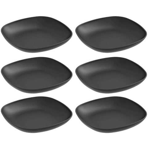 Kit 6 Pratos para Sobremesa Quadrados 17cm Preto Coza Plástico Essential