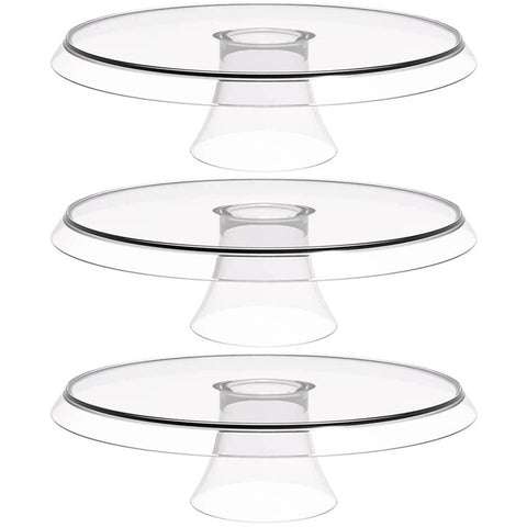 Conjunto 3 Boleiras Transparentes 28cm Bases para Docinhos e Tortas Glassy Crippa