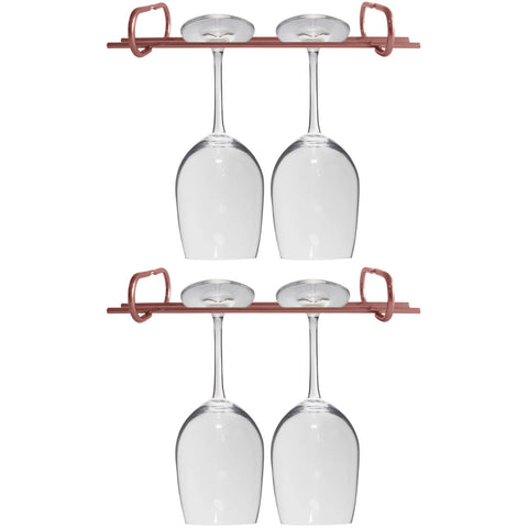 2 Organizadores Porta Taças 25cm Suporte Suspenso Reto Rose Gold Adega