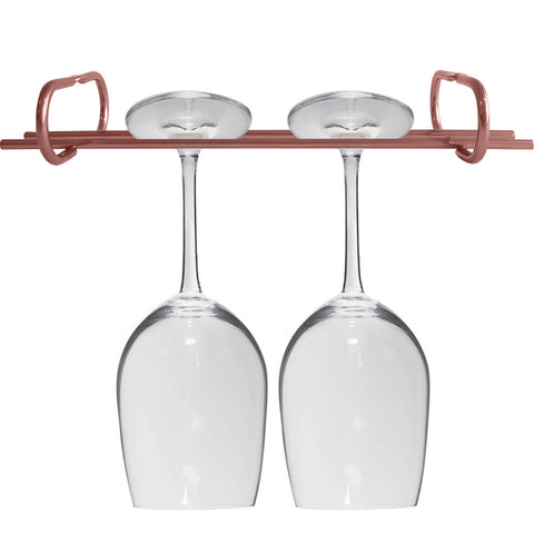 2 Organizadores Porta Taças 25cm Suporte Suspenso Reto Rose Gold Adega