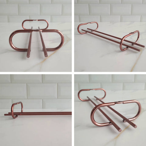 2 Organizadores Porta Taças 25cm Suporte Suspenso Reto Rose Gold Adega