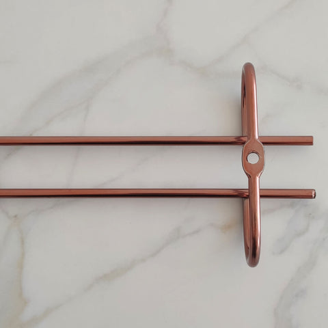 2 Organizadores Porta Taças 25cm Suporte Suspenso Reto Rose Gold Adega