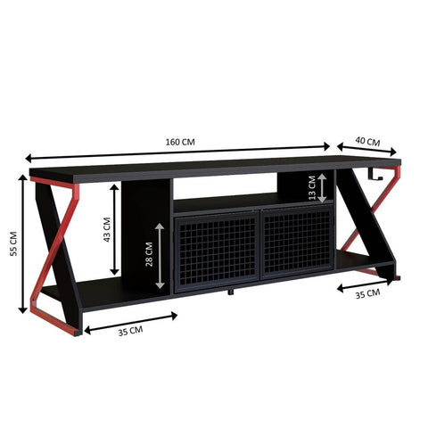 Rack Gamer para Tv até 60" com Led RGB  P1033 Vermelho/Preto