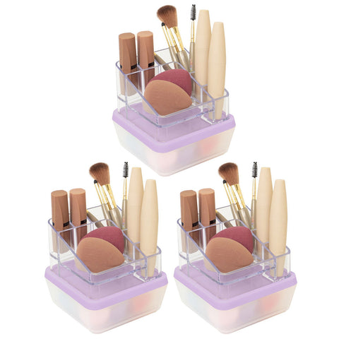 3 Organizadores de Cosméticos 6 Divisórias Mini Caixas Organizadoras com Tampas Lilás Dello