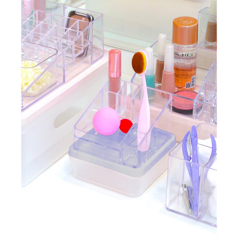 3 Organizadores de Cosméticos 6 Divisórias Mini Caixas Organizadoras com Tampas Lilás Dello