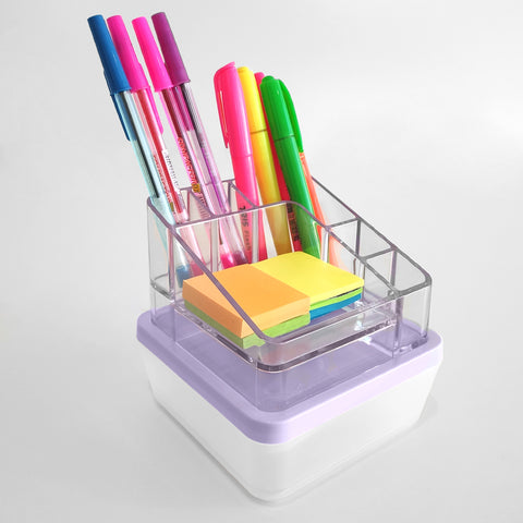 3 Organizadores de Cosméticos 6 Divisórias Mini Caixas Organizadoras com Tampas Lilás Dello