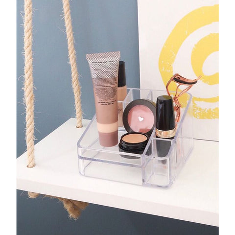 3 Organizadores de Cosméticos 6 Divisórias Mini Caixas Organizadoras com Tampas Lilás Dello