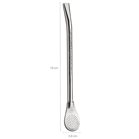 Bomba 19cm Aço Inox Bojo Pêra Para Mate Cano Desenhado