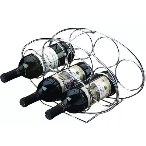 Adega Oval 6 Garrafas Vinho Espumante Porta Suporte Cromada