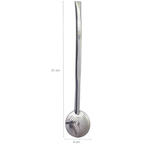 Bomba Para Chimarrão Tererê Mate 21cm Lisa Chata De Inox Cuia