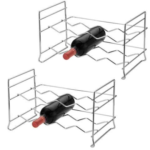 Kit 2 Suportes Para 16 Garrafas Adega Empilhável Em Aço Cromado Schmitt