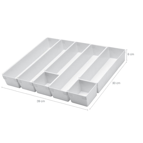 Suporte Organizador de Gavetas com 7 Peças Separador de Talheres de Encaixes Divisor Branco