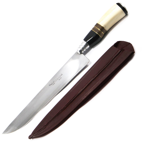 2 Facas Artesanais Faca Gaúcha Cabo de Osso Aço Inox 10" E Faca para Churrasco 11" Aço Carbono