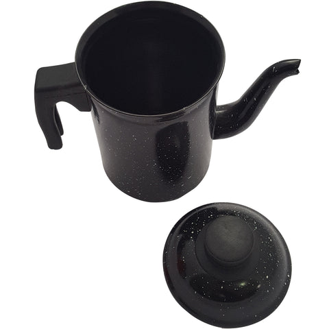 Bule De Café Chá Ágata Esmaltado Retro 1,5 Litros Preto