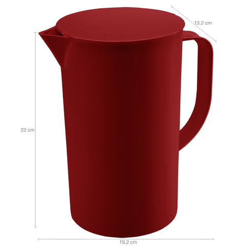 Jarra de Suco 2 litros com Tampa Coza Casual Água Chá Bebida Vermelho Bold