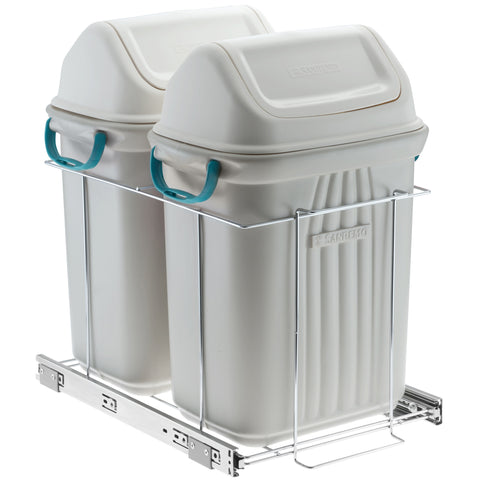 Lixeira de Cozinha Dupla 19L Deslizante Corrediças Telescópicas de Embutir no Armário Schmitt