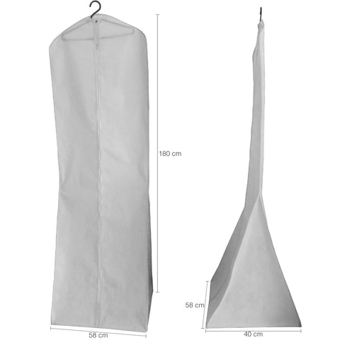 Capa Para Vestido De Noiva Longo Com Ziper 180 Cm Tnt Branco