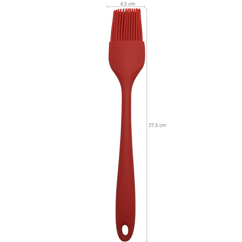 Conjunto Utensílios De Cozinha Silicone Colher Espátula Pincel Brinox Vermelho