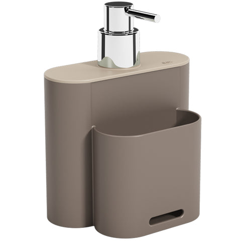 Dispenser Flat Para Detergente E Esponja Pia Cozinha 500ml Cinza